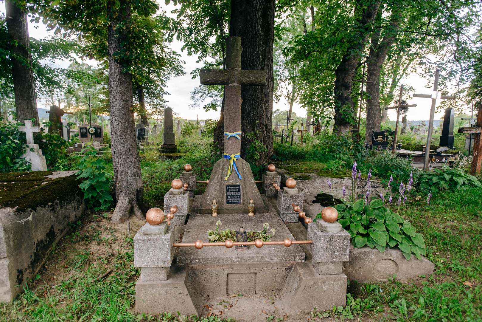 Міське кладовище. Могила батьків Наталії Кобринської. Могила Наталії Кобринської.